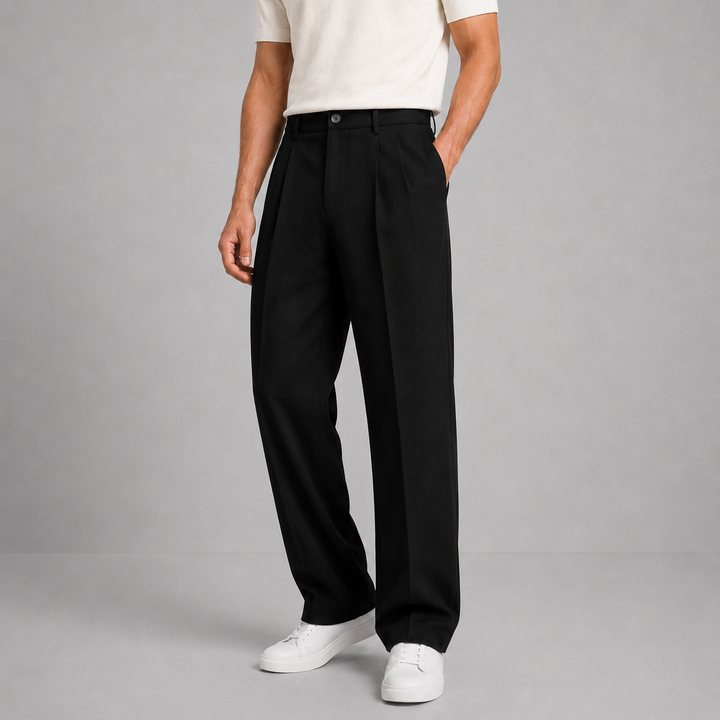 Men's Pleated Tailored Straight-Leg Trousers