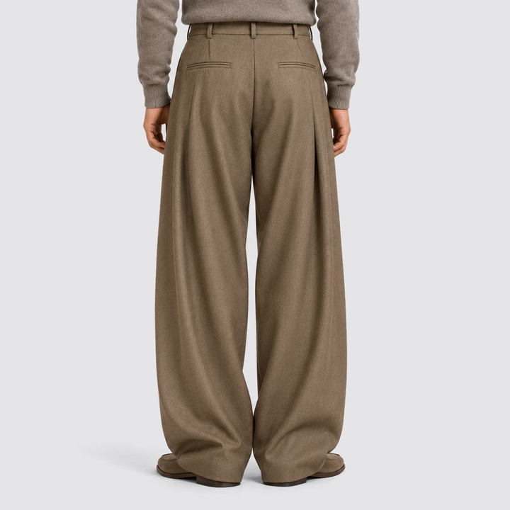 Men's Pleated Wide-Leg High-Waist Trousers