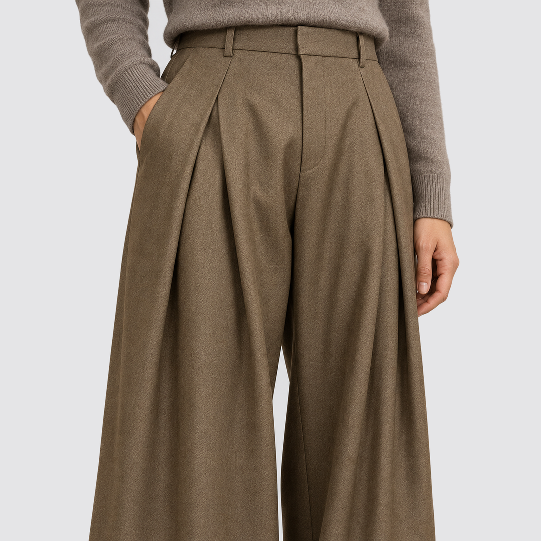 Men's Pleated Wide-Leg High-Waist Trousers