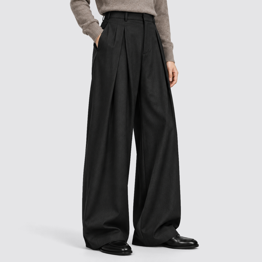 Men's Pleated Wide-Leg High-Waist Trousers