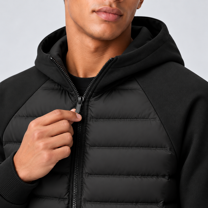 Marlowe | Hooded Puffer Jacket Quilted Panels