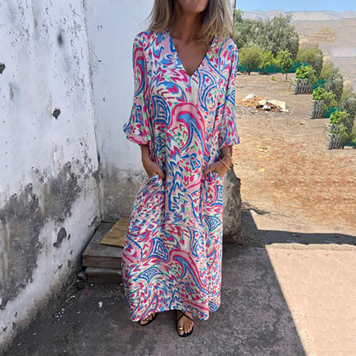 Lowri™ | Stylish Maxi Dress with V-Neck and Pockets
